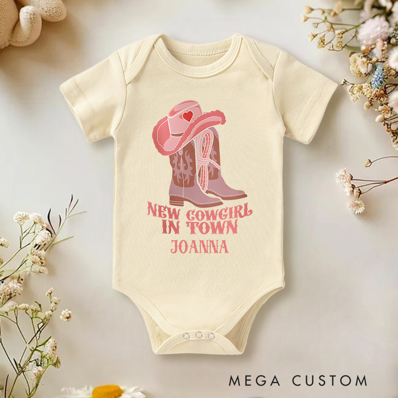 Personalized New Cowgirl in Town Baby Onesie Baby Shower Gift 