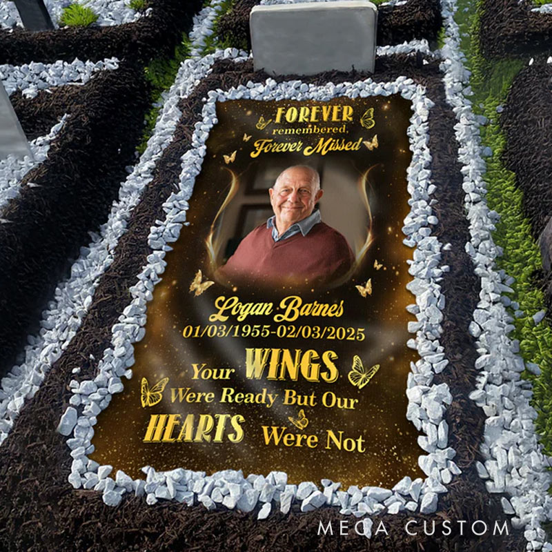 Personalized But Never Forgotten Grave Photo Memorial Grave Blanket  Funeral Remembrance 