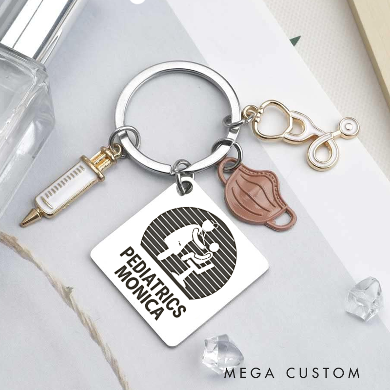 Personalized Pediatrics Nurse Design Keychain Custom Stainless Steel Keychain Graduation Thank You Gifts