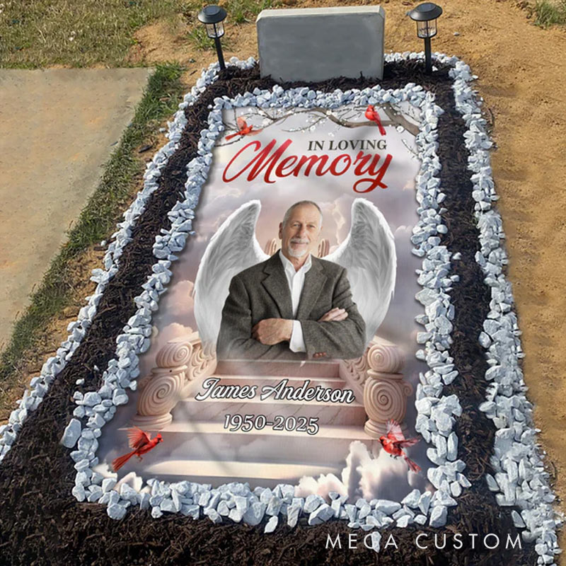 Personalized A Piece Of My Heart Lives In Heaven Photo Memorial Grave Blanket  Funeral Remembrance 