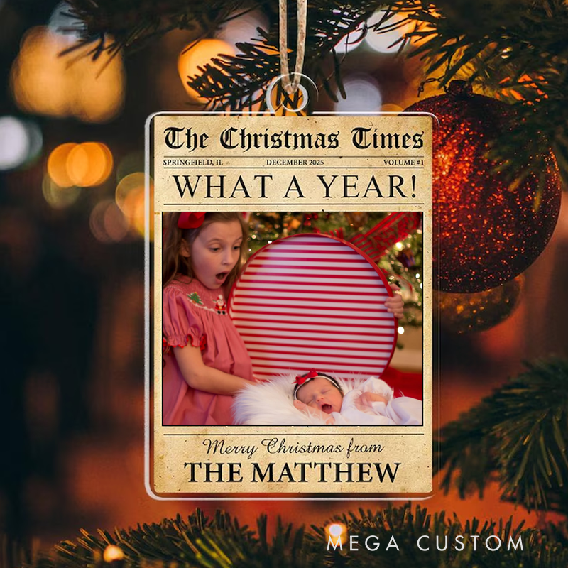 Personalized Photo Magazine Cover Holiday Ornament Unique Xmas Tree Decoration Gift Newspaper Ornament