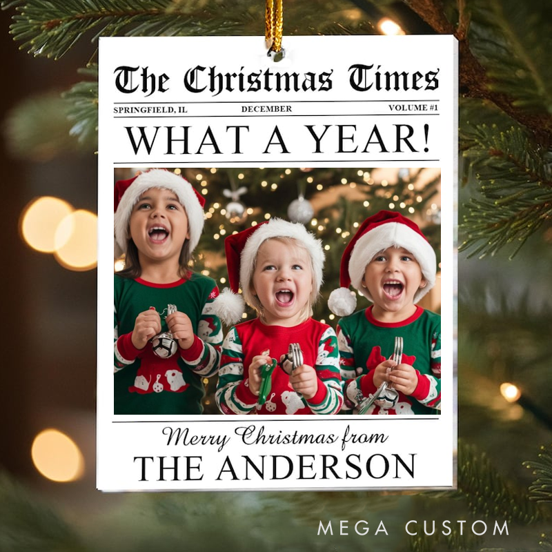Personalized Photo Magazine Cover Holiday Ornament Unique Xmas Tree Decoration Gifts Newspaper Ornament