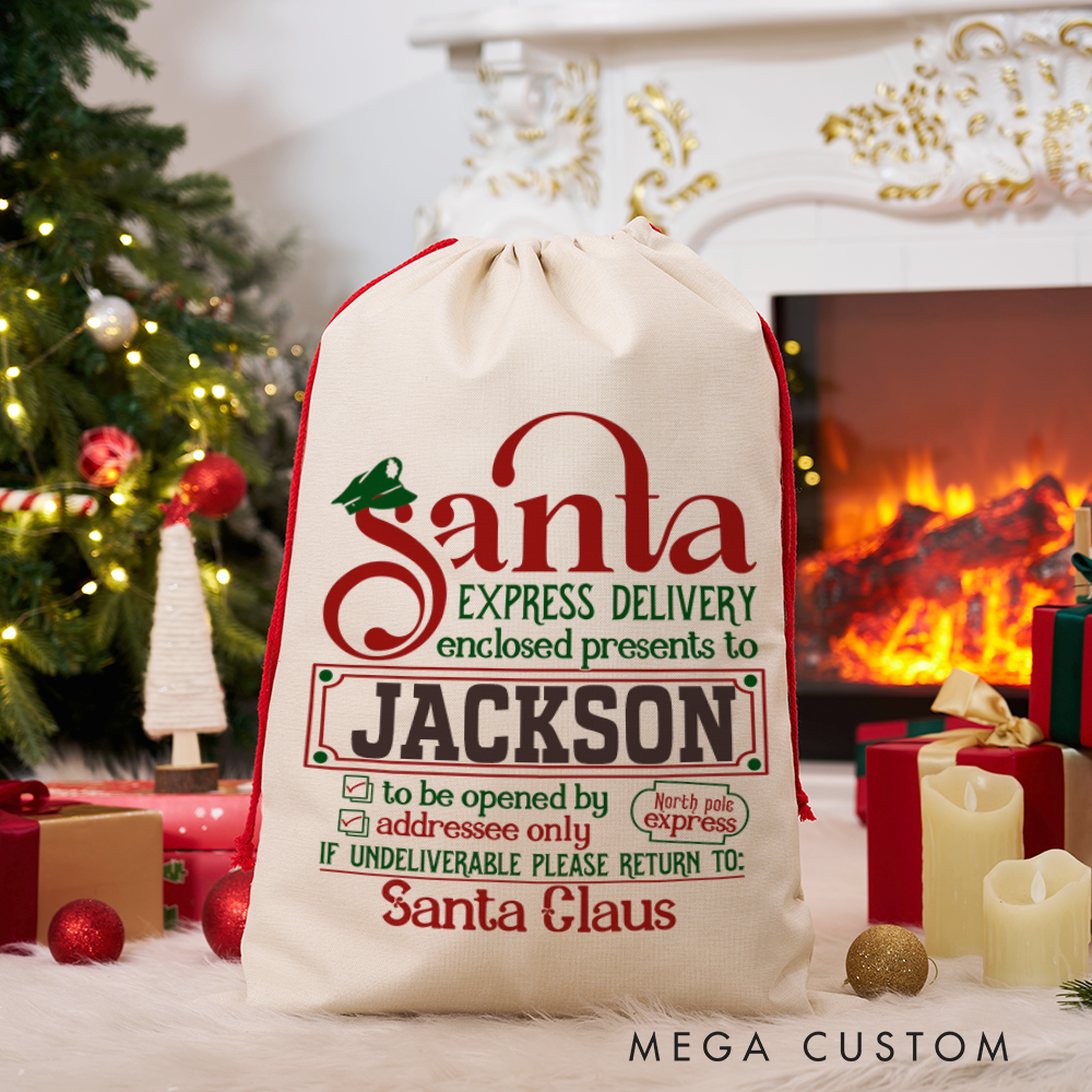 Personalized Santa Express Sack with Festive Design North Pole Theme Perfect Christmas Gift for Police Officer