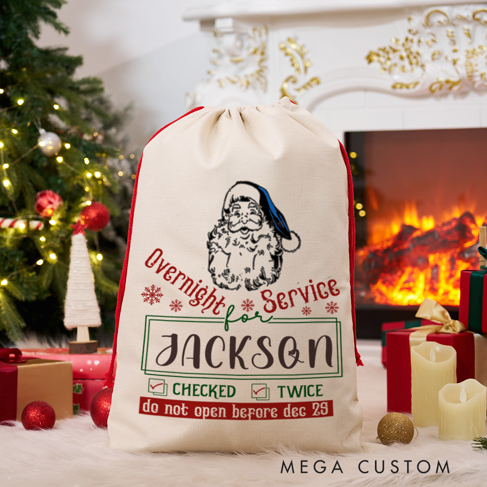 Personalized Santa Overnight Service Sack with Festive Christmas Design Checked Twice Perfect Holiday Gift for Police Officer