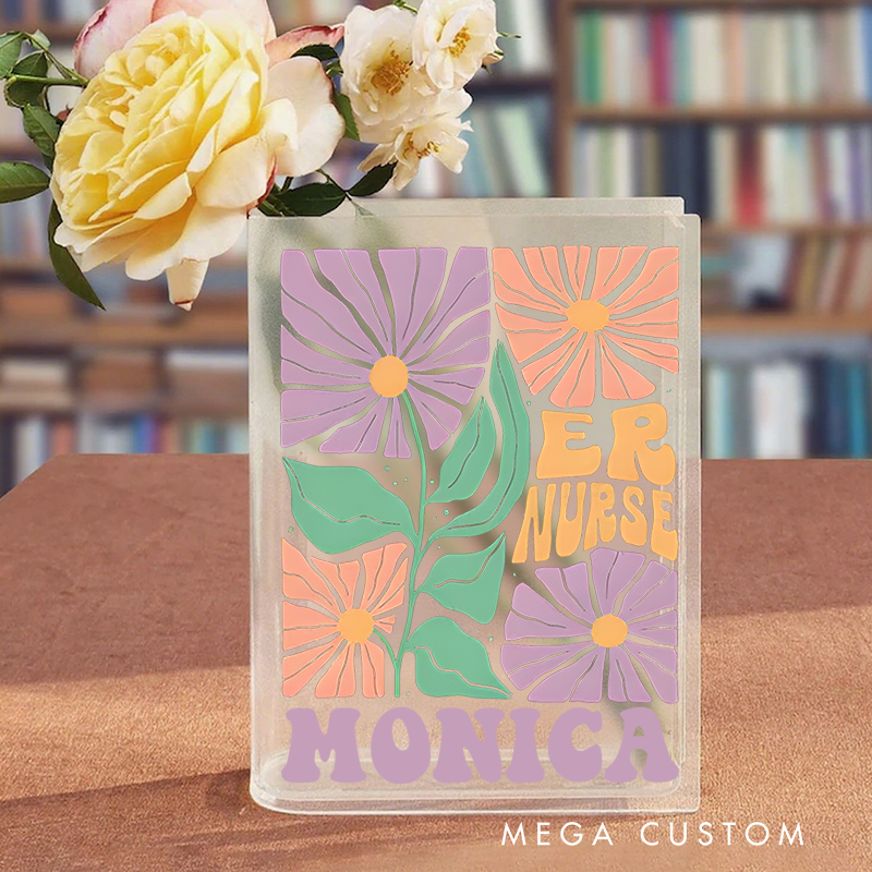 Personalized Nurse Acrylic Bookend Books Flowers Book Vase Gift for Book Lovers