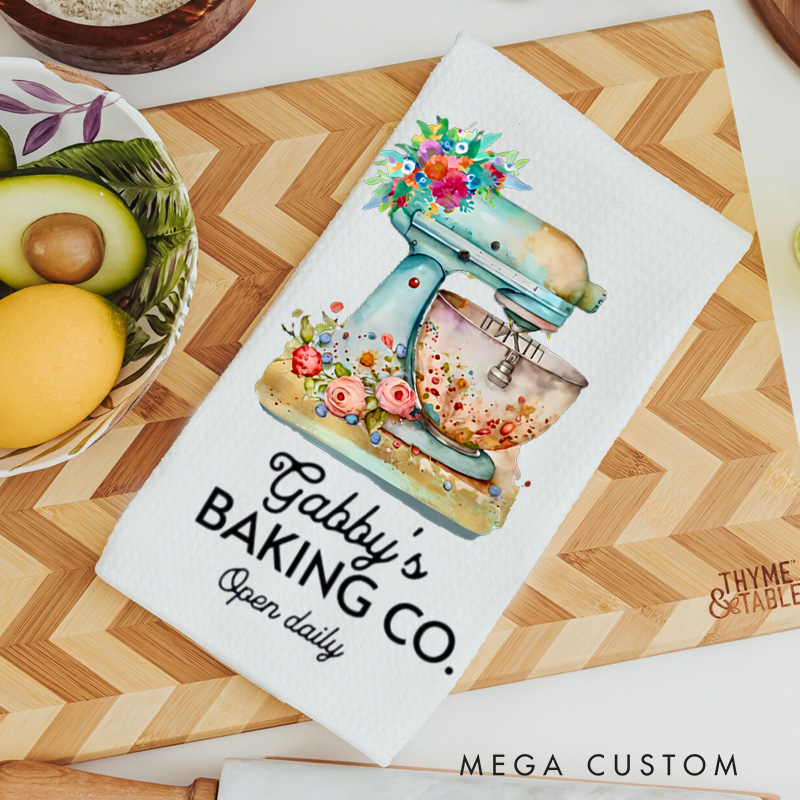 Personalized the Baking Company Kitchen Towel Bakers Dish Towel with Name Kitchen Mixer Hand Towel for Baking Lover Gift