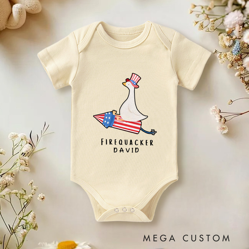 Personalized Funny Fourth Of July USA Goose Baby Onesie Independence Day Baby Gift