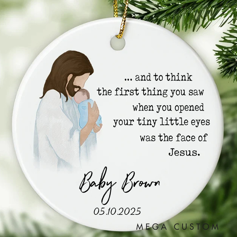 Personalized Baby Memorial Ornament Miscarriage Ornament Stillbirth Keepsake Jesus Holding Baby Ornament Sympathy Gift Custom Baby Loss Ornament