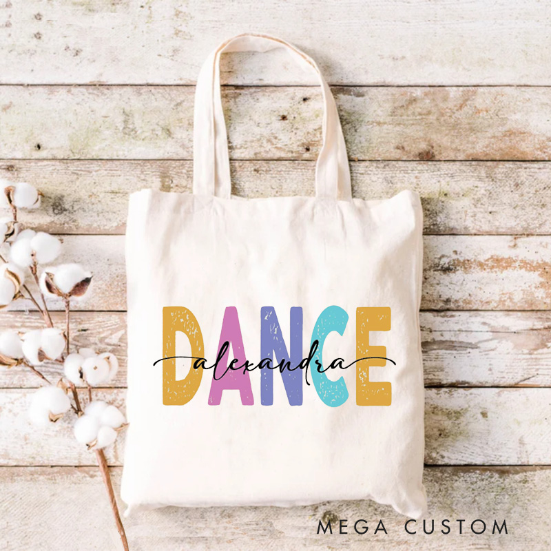 Personalized Bold Lettering Tote Bag Dance Bag Ballet Lover Tote with Name for Dance Lovers Dancer