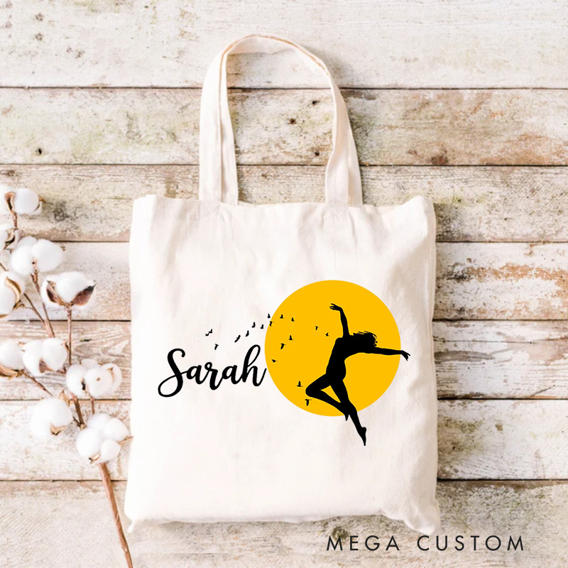 Personalized Moonlit Dancer Tote Bag Dance Bag Ballet Lover Tote with Name for Dance Lovers Dancer