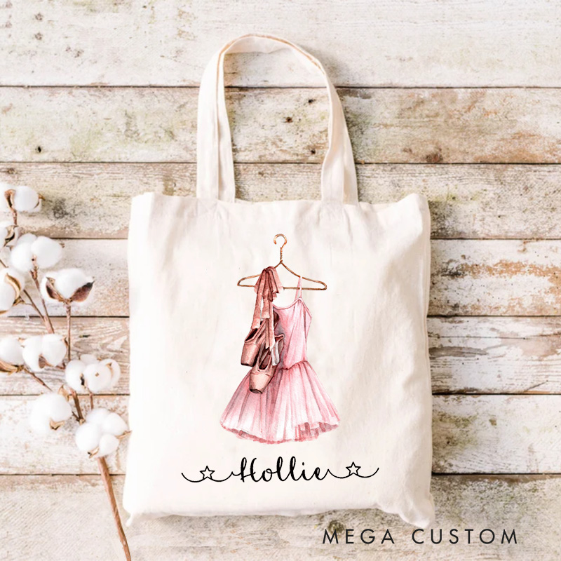 Personalized Elegant Dress Tote Bag Dance Bag Ballet Lover Tote with Name for Dance Lovers Dancer