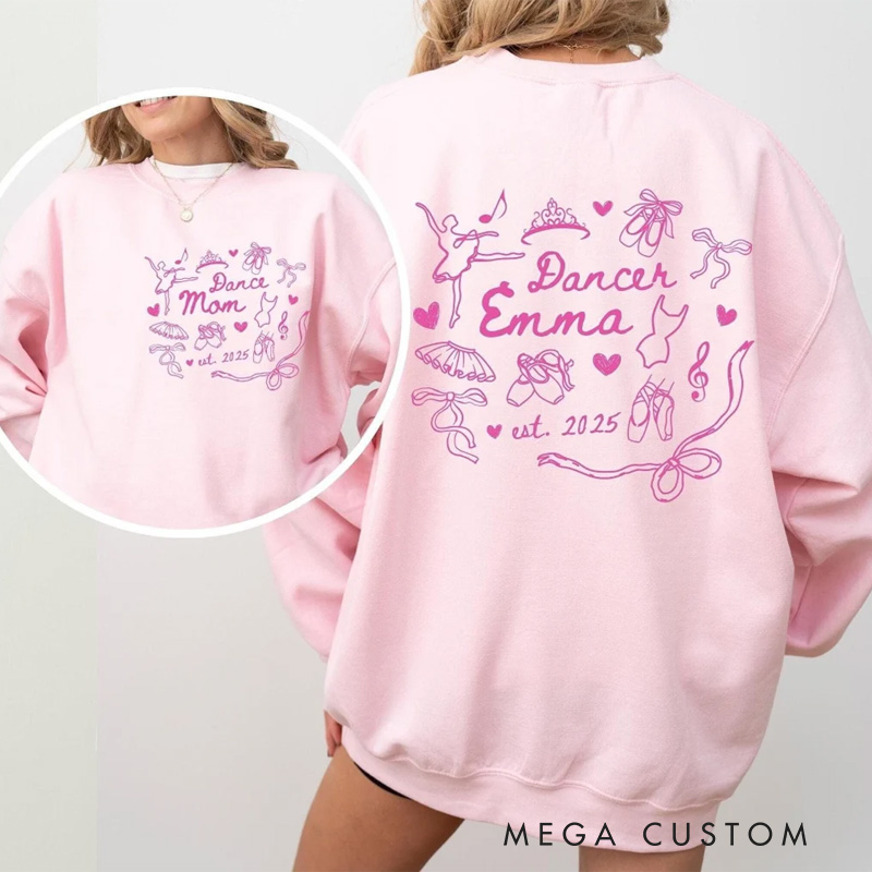 Personalized Cute Dance Mom Classic Sweatshirt Horror Film Crewneck Dance Lover Shirt for Dance Team