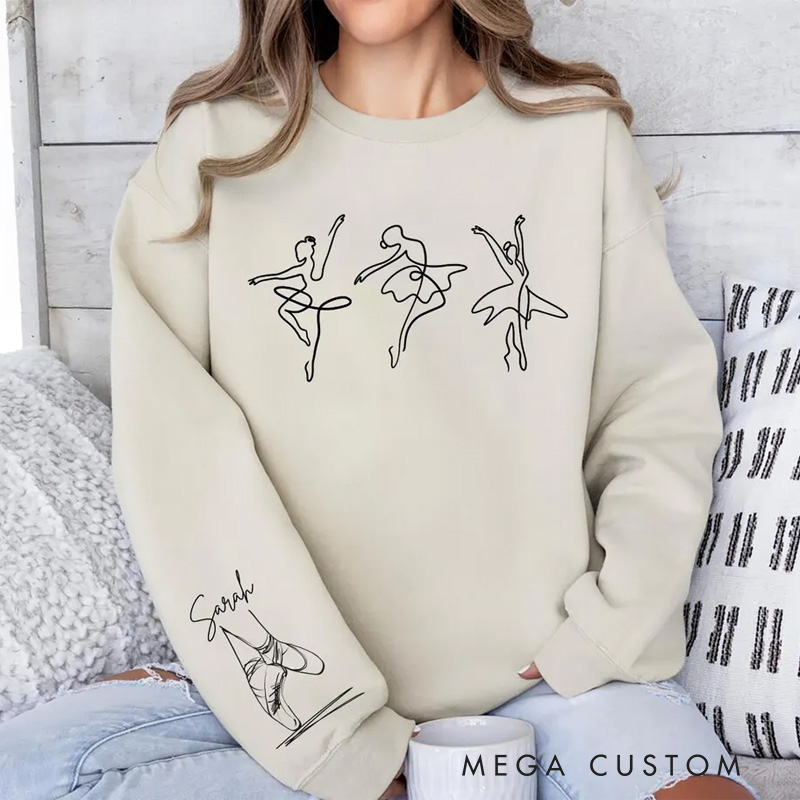 Personalized Minimalist Ballerina Dance Classic Sweatshirt Horror Film Crewneck Dance Lover Shirt for Dance Team