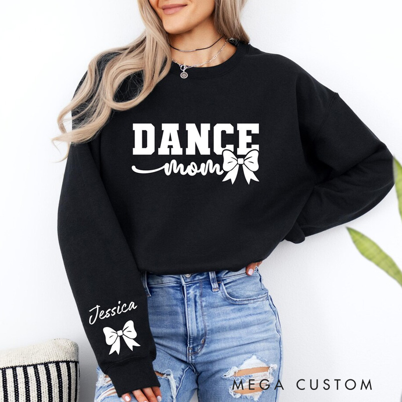 Personalized Bow Dance Mom Classic Sweatshirt Horror Film Crewneck Dance Lover Shirt for Dance Team
