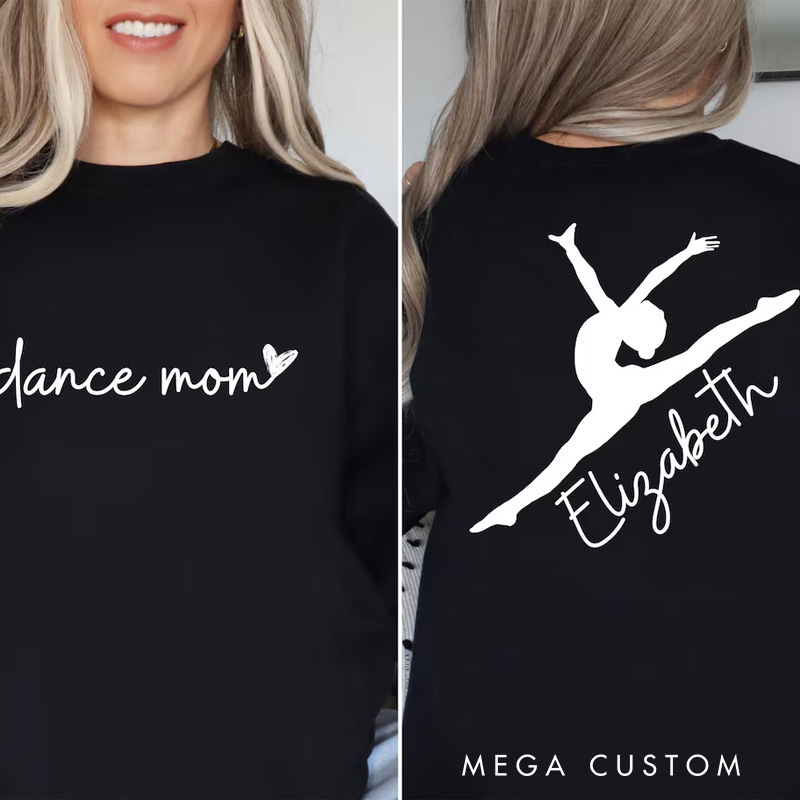 Personalized Ballerina Silhouette Dance Mom Classic Sweatshirt Horror Film Crewneck Dance Lover Shirt for Dance Team