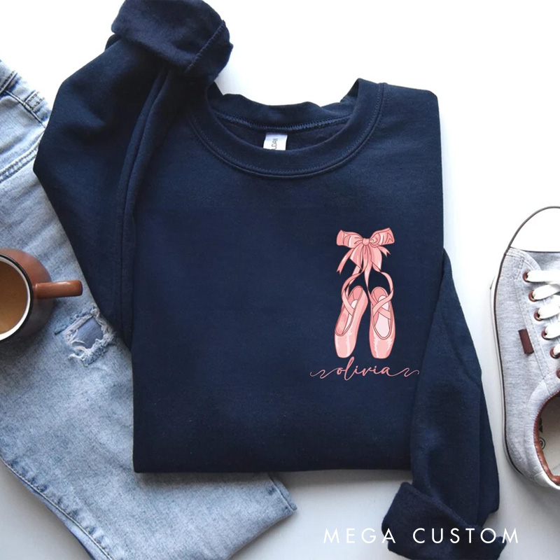 Personalized Pink Ballet Dance Shoes Classic Sweatshirt Horror Film Crewneck Dance Lover Shirt for Dance Team