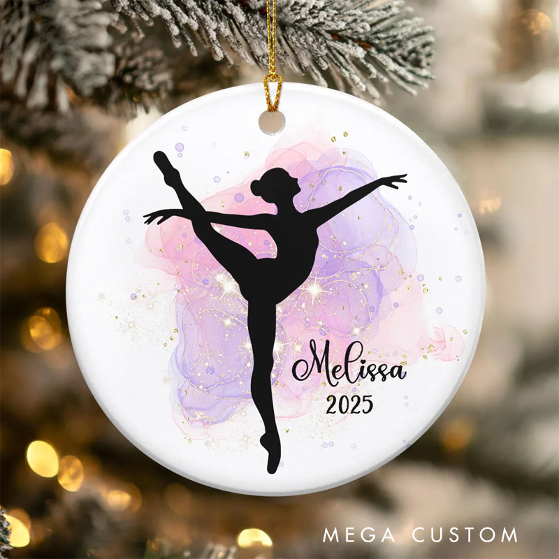 Personalized Watercolor Silhouette Ballerina Ceramic Christmas Ornament Dance Lovers Christmas Gift Dancer Xmas Gift Christmas Decor