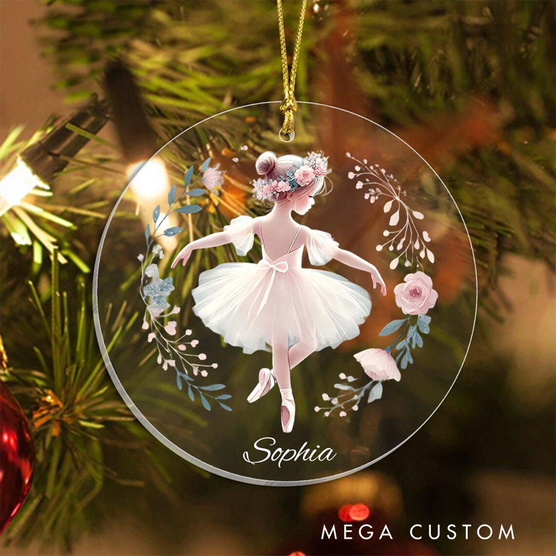 Personalized Elegant Pink Ballerina Acrylic Christmas Ornament Dance Lovers Christmas Gift Dancer Xmas Gift Christmas Decor