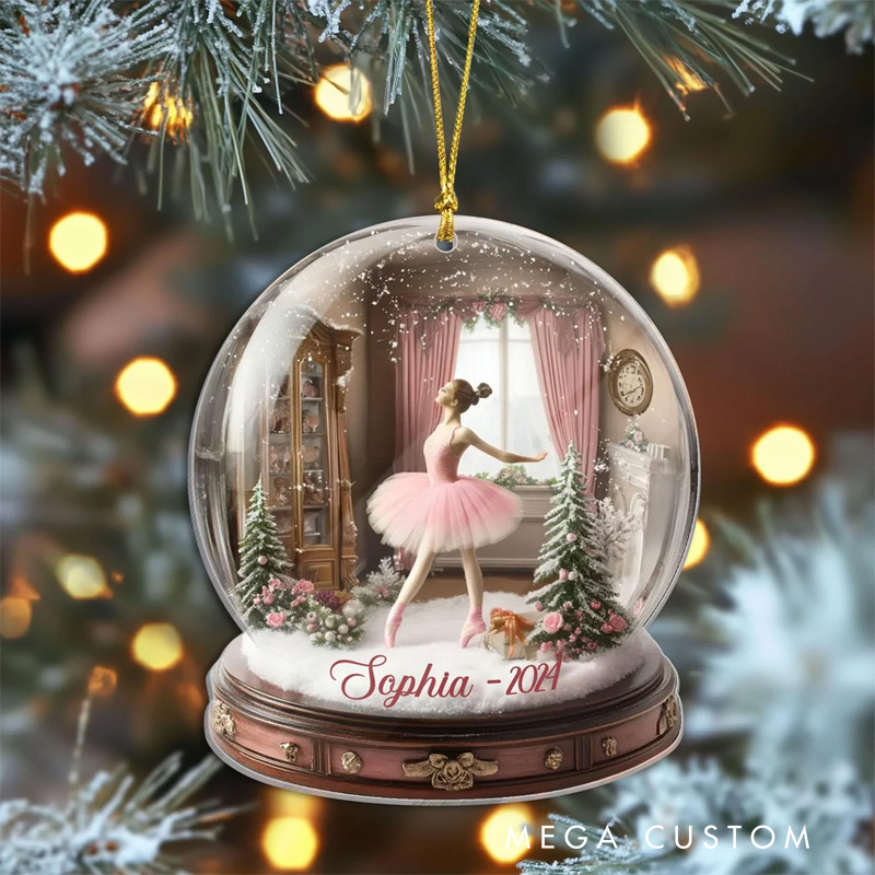 Personalized 2D Flat Ballerina Snow Globe Acrylic Christmas Ornament Dance Lovers Christmas Gift Dancer Xmas Gift Christmas Decor