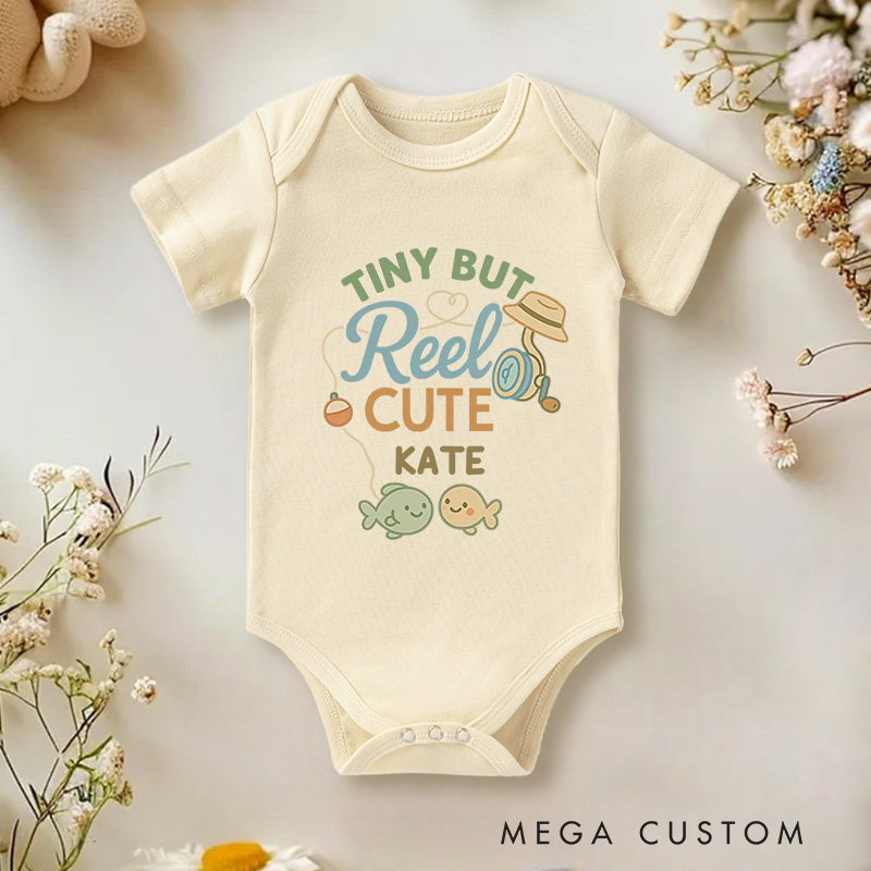 Personalized Tiny But Reel Cute Baby Onesie Fishing Baby Gift New Baby Girl Boy Gift