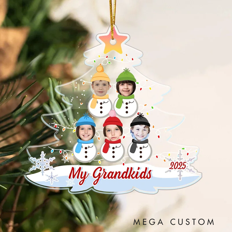 Personalized Face Photo Snowman Christmas Tree Shape Acrylic Ornament Home Decoration Christmas Gift