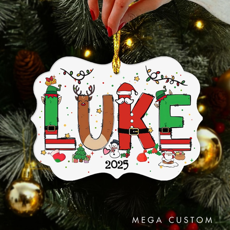 Personalized Christmas Ceramic Ornament Alphabet Ornament