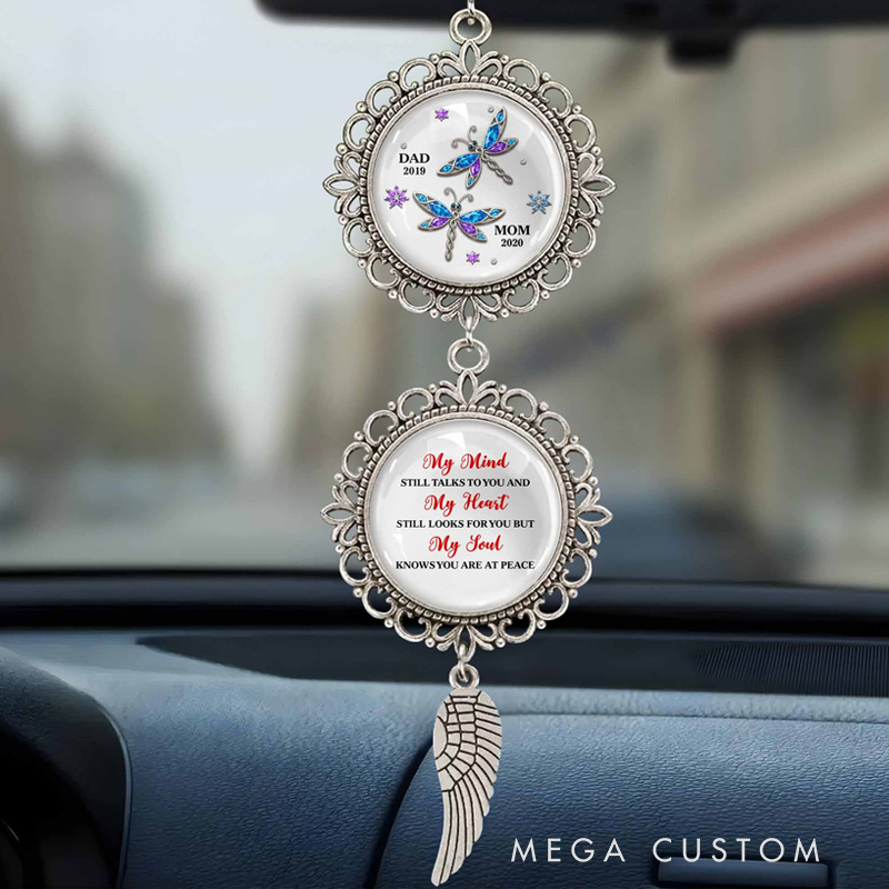 Personalized Car Ornament My Mind Still Talks To You Angel Wing Pendant Gift for Bereaved Families