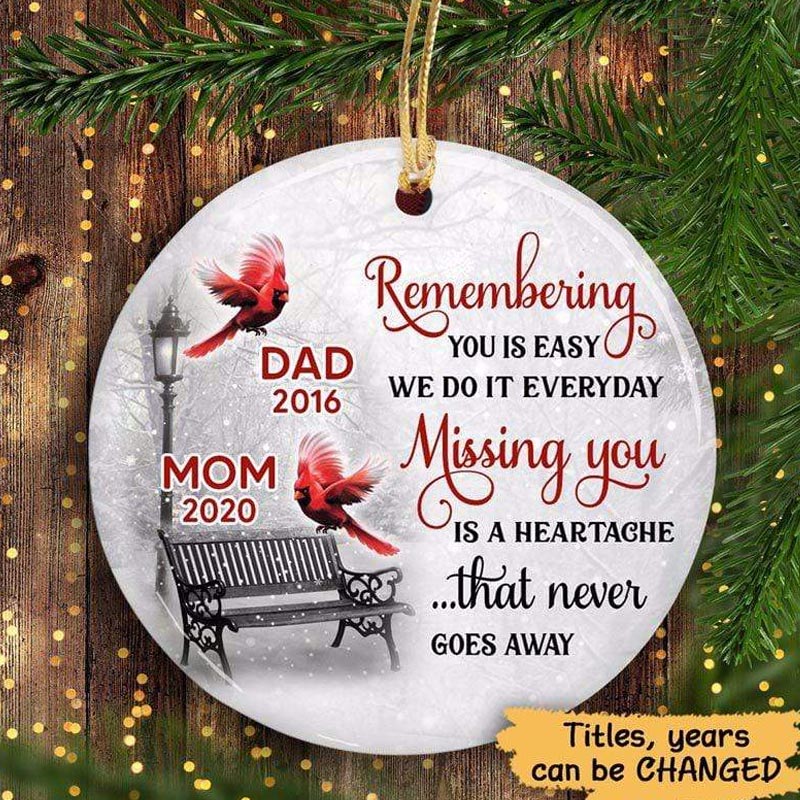 Personalized Cardinal Winter Christmas Ornament Memorial Ornament for Loss of Loved One Red Cardinal Bereavement Gifts 