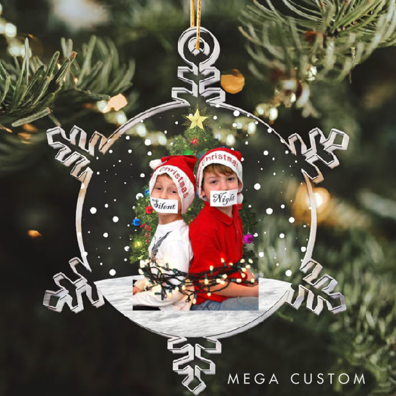 Personalized Snowflakes Custom Photo Acrylic Photo Christmas Ornament
