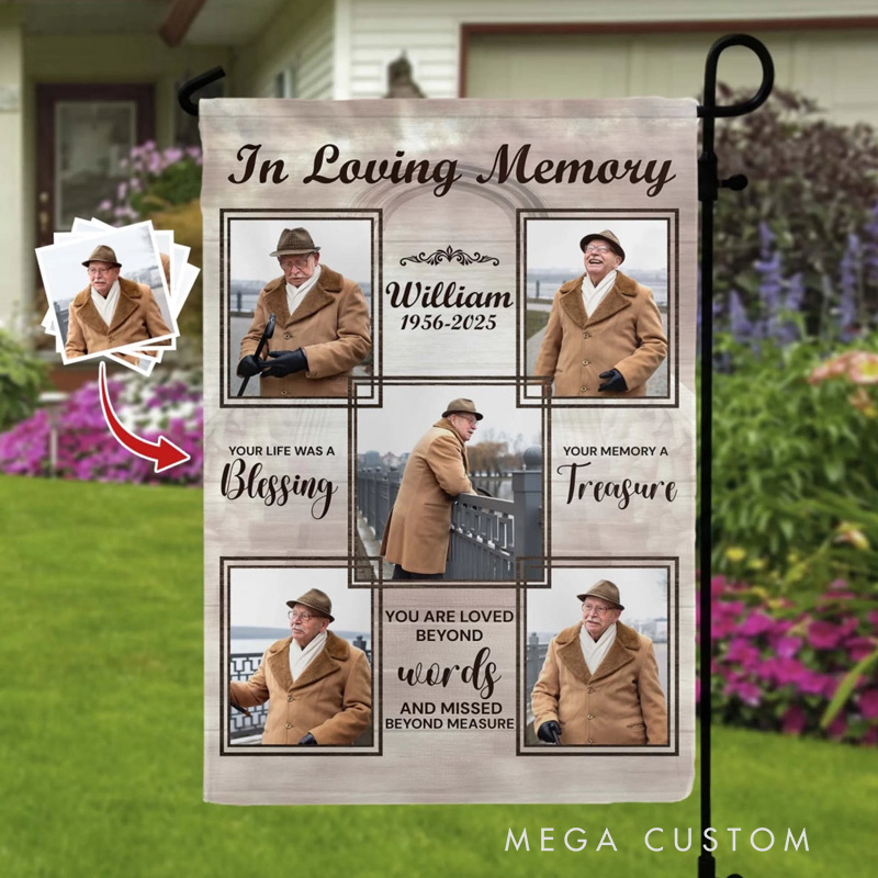 Personalized In Loving Memory Your Life Was A Blessing Garden Flag Memorial Gift Bereavement Gift for Loss of Loved One