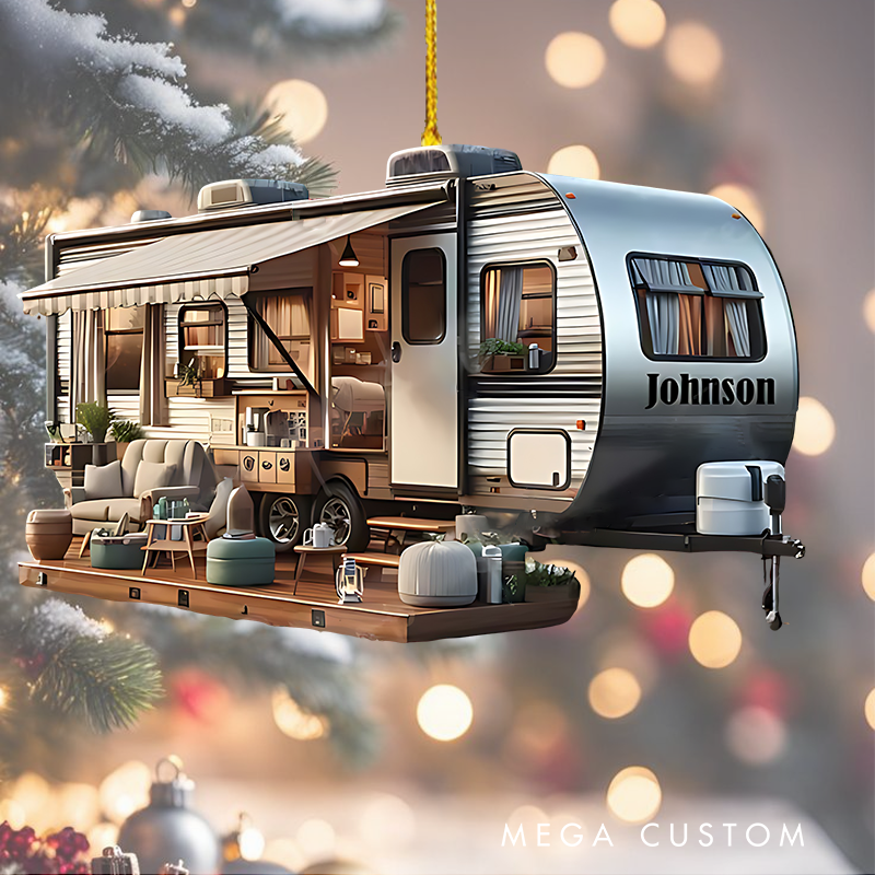 Personalized Travel Trailer Camping Ornament Custom Camping Gift Christmas Decor for Outdoor Enthusiasts