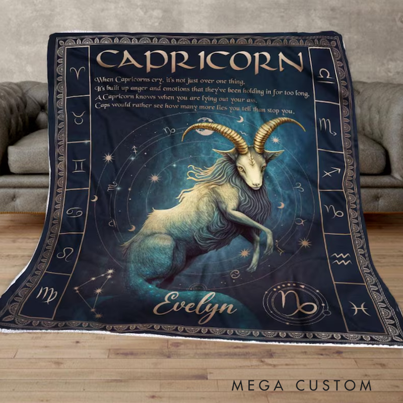 Personalized Zodiac Capricorn Blanket Custom Name Constellations Quilt Tarot Horoscope Astrology Blanket Horoscope Blanket for Capricorn