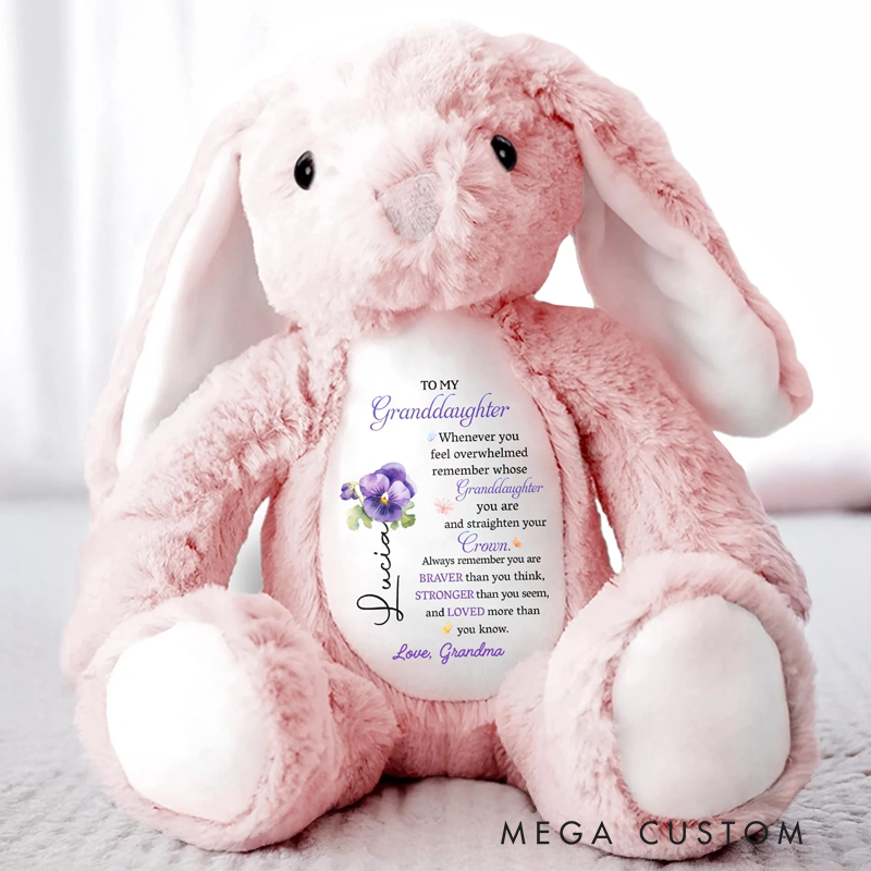 Personalized To My Granddaughter Whenever You Feel Overwhelmed Personalized Stuffed Bunny