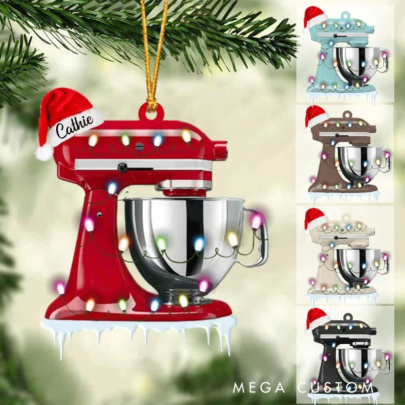 Personalized Baking Mixer Christmas Ornament Baking Lovers Xmas Tree Decoration with Name for Kitchen Enthusiasts for Baking Lover Gift