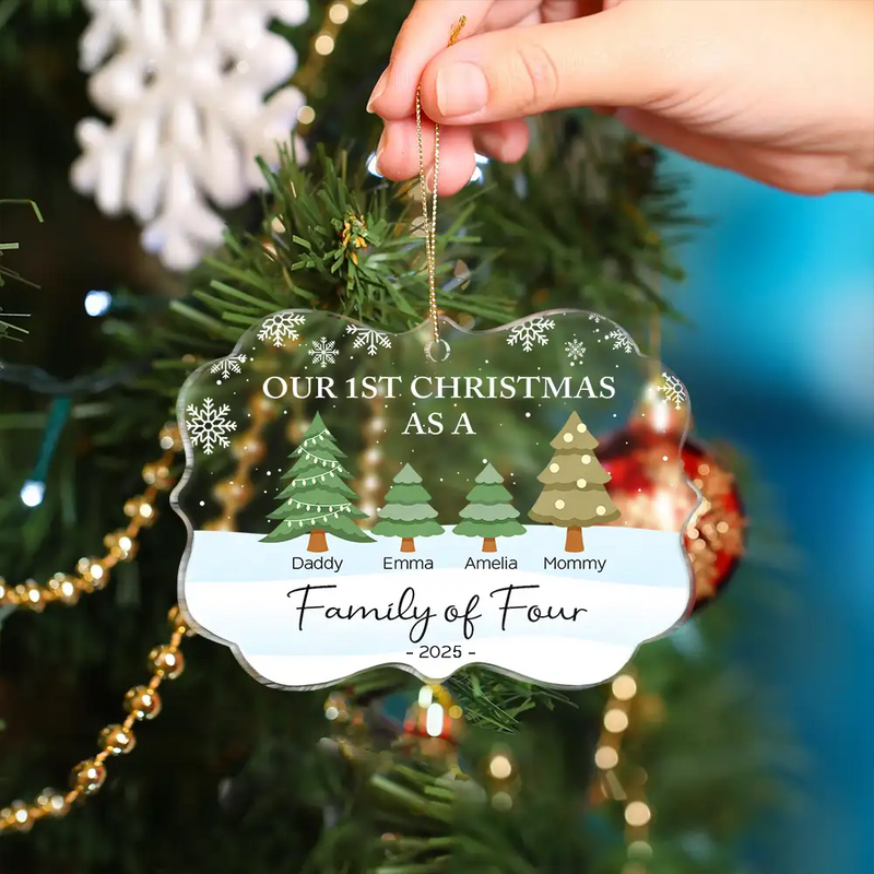 Personalized Acrylic Ornament First Christmas as a Family of Three 