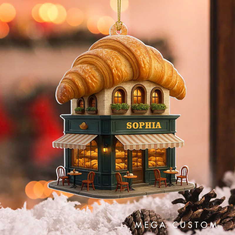 Personalized Bakery Christmas Ornament 2D Acrylic Baking Lover Ornament with Name Xmas Tree Decoration for Baking Lover Gift