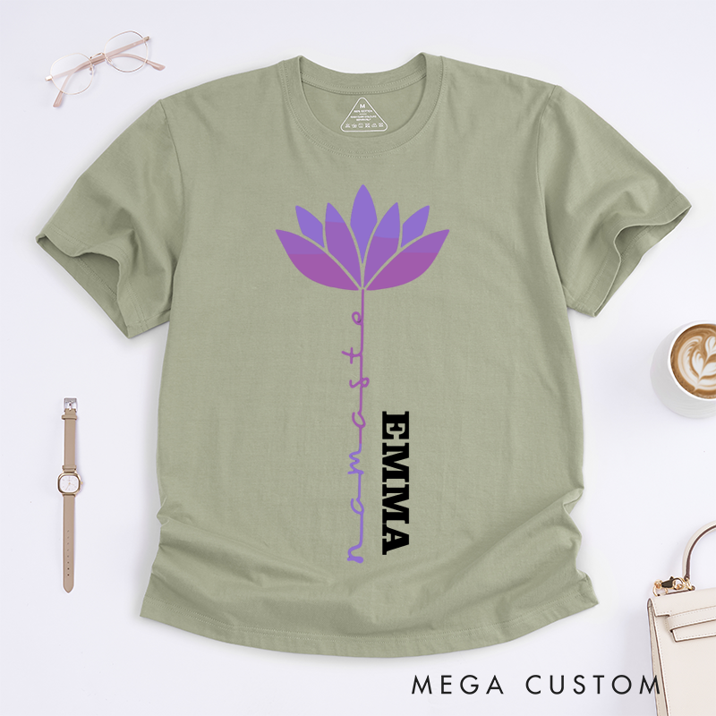 Personalized Yoga Lotus T-shirt Yoga Sports T-shirt Yoga Instructor T-shirt Women Yoga Gift