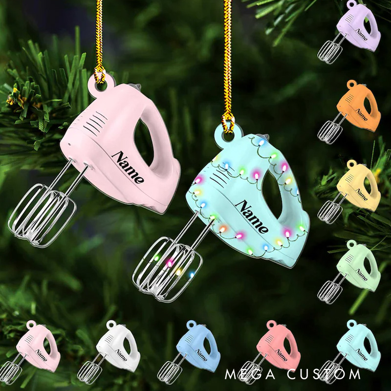 Personalized Baking Mixer Christmas Ornament Acrylic Baking Ornament for Baker with Name Xmas Tree Decor for Baking Lover Gift