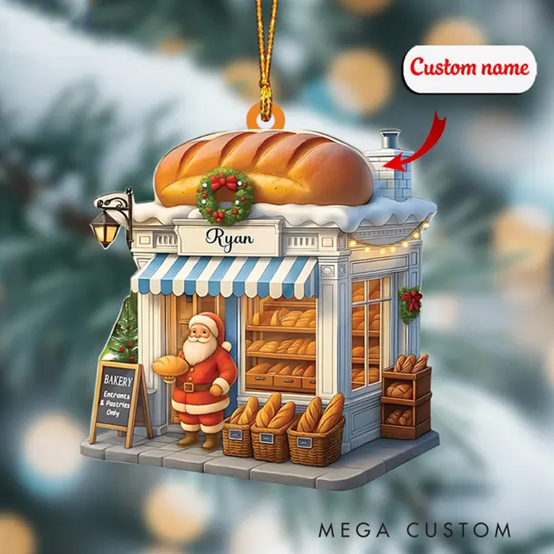 Personalized Name Bakery Christmas Ornament 2025 Acrylic 2D Bakery Keepsake Holiday Tree Decor for Bakers Baking Lover Gift