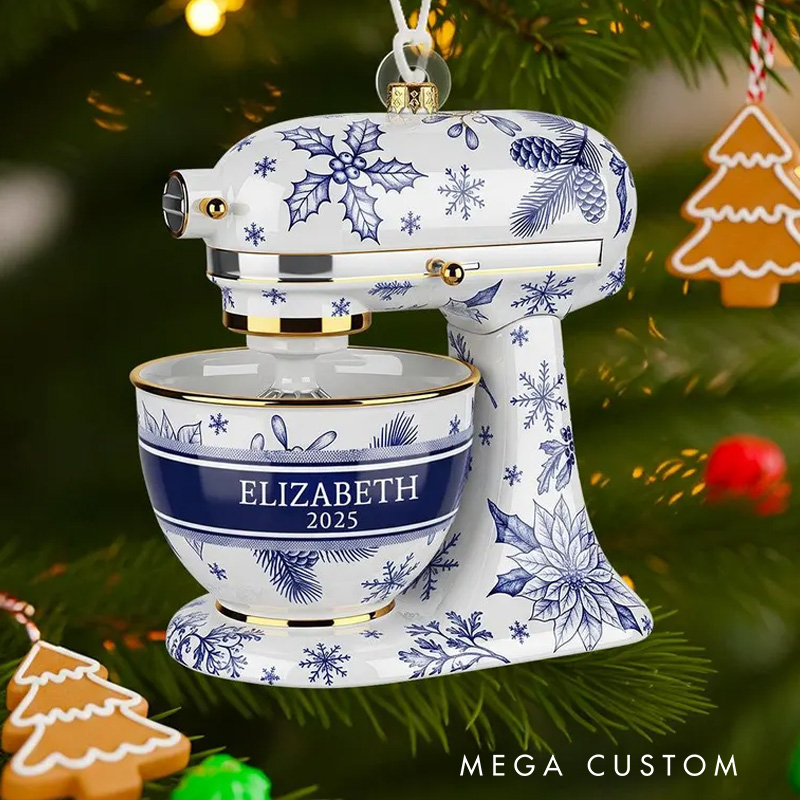 Personalized Baking Mixer Christmas Ornament 2025 Acrylic 2D Bakery Keepsake Holiday Tree Decor for Bakers Baking Lover Gift