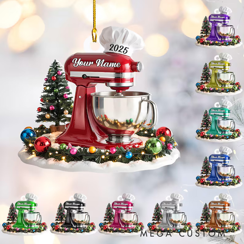 Personalized Baking Mixer Christmas Ornament 2025 Acrylic Kitchen Appliance Keepsake Holiday Tree Decor for Bakers and Pastry Lovers Baking Lover Gift