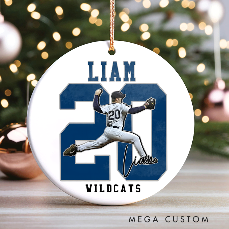 Personalized Sports Christmas Ornament with Custom Name, Number, and Team Design