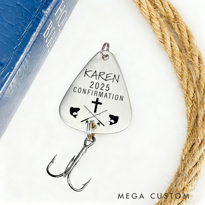 Personalized Confirmation Gift Fishing Lure with Name and Year Personalized Boys Confirmation Gift from Grandparents Religious Gift for Grandson