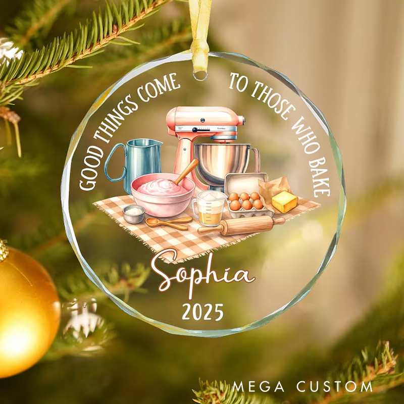 Personalized Good Thing Come to Those Who Bake Christmas Ornament Glass Ornament Bakers Christmas Gift Christmas Decor