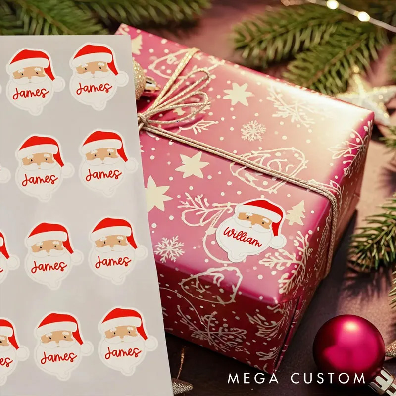Personalized Elk Snowman Gingerbread Man Waterproof Stickers with Name Christmas Festival Party Gift for Family Friends