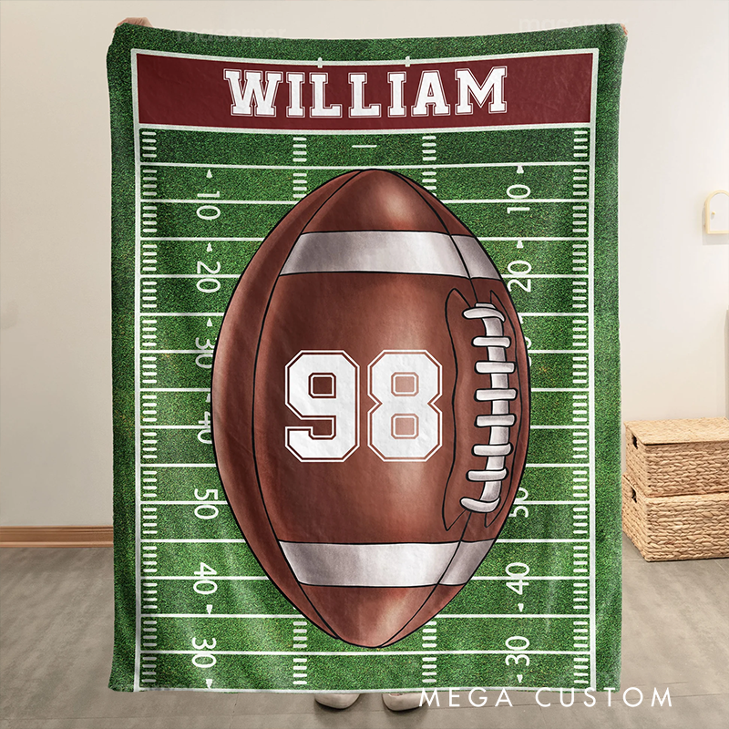 Personalized Sports Blanket with Custom Name and Number Design