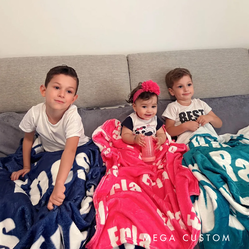 Personalized High Quality Super Soft Name Family Blanket Birthday Christmas Gift for Kid Family