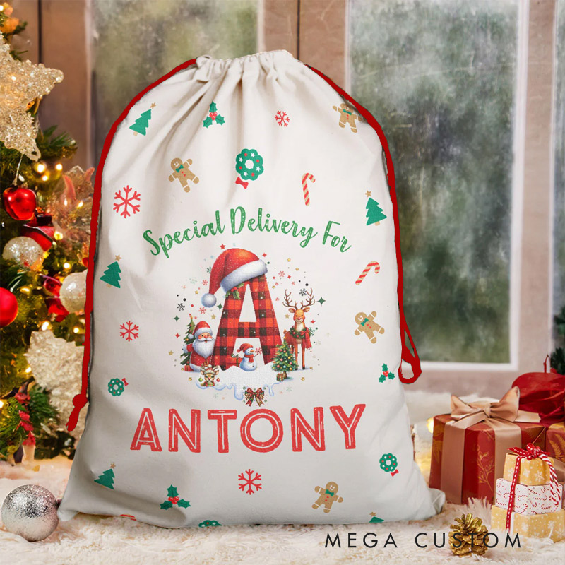 Personalized Initial Christmas Sack with Name Christmas Gift Christmas Decor Gift