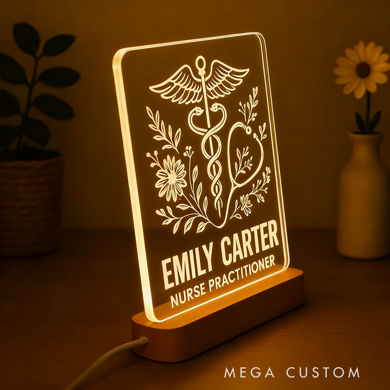 Personalized Nurse LED Night Light Custom Name Title Medical Gift