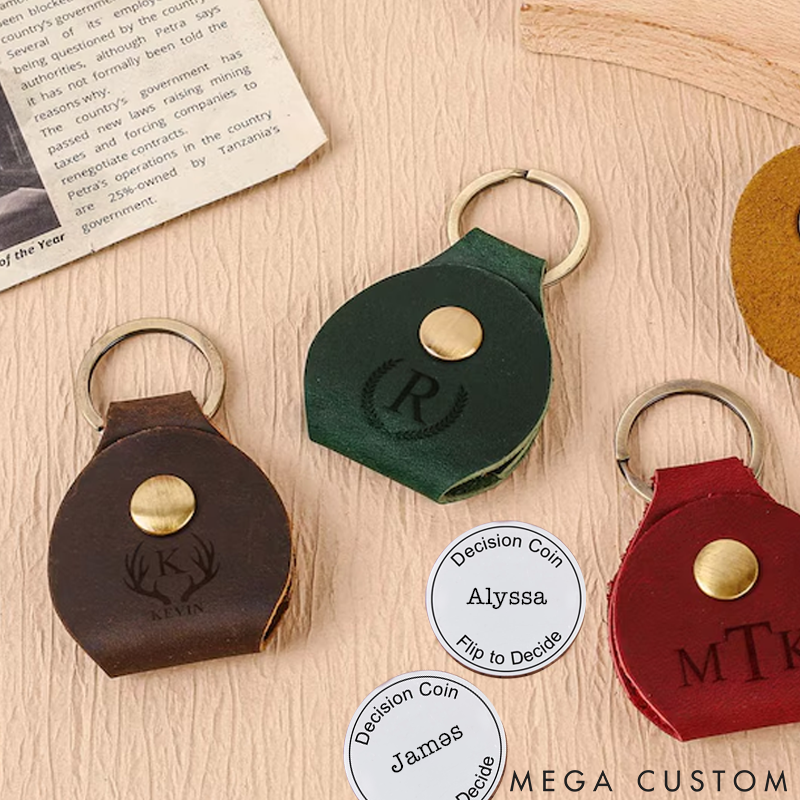 Personalized Leather Guitar Pick Holder and Silver Commemorative Coins Case Custom Guitar Pick and Silver Commemorative Coins Case Keychain